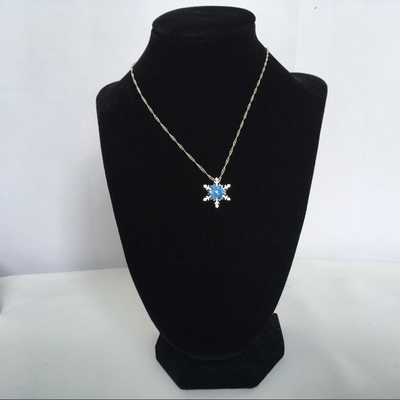 Frozen Ice Snowflake Blue Crystal Necklace - Picture 2 of 7